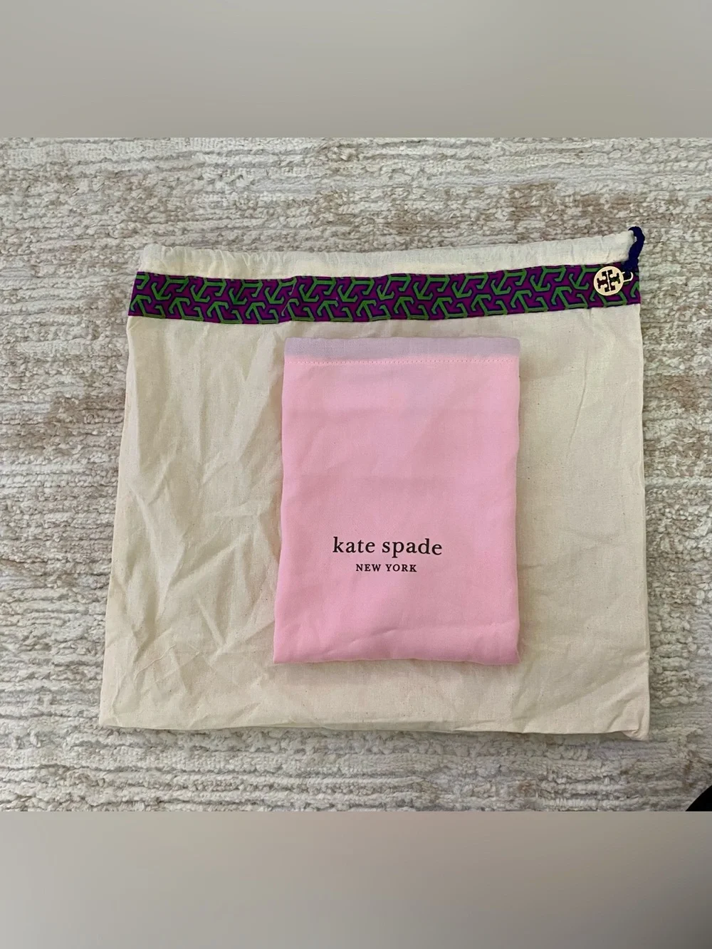 Tory Burch Canvas Dust Bag  and one Kate Spade New York Pink Dust Bag